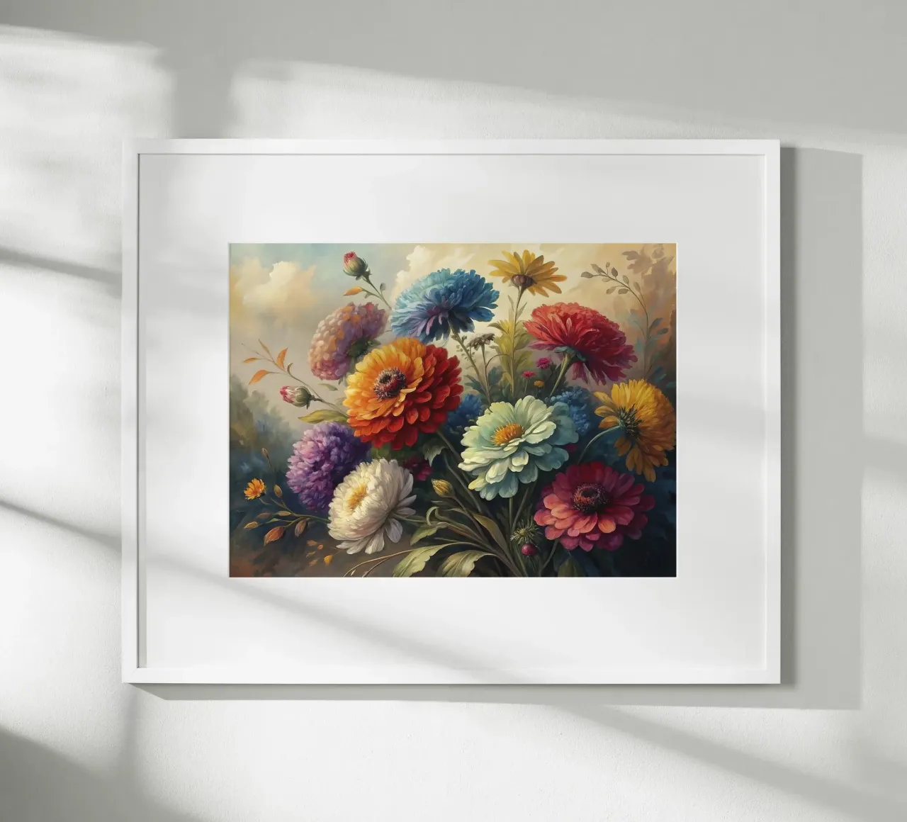 Composizione floreale colorata Pittura poster con telaio in plastica da 🎨 Point and Art