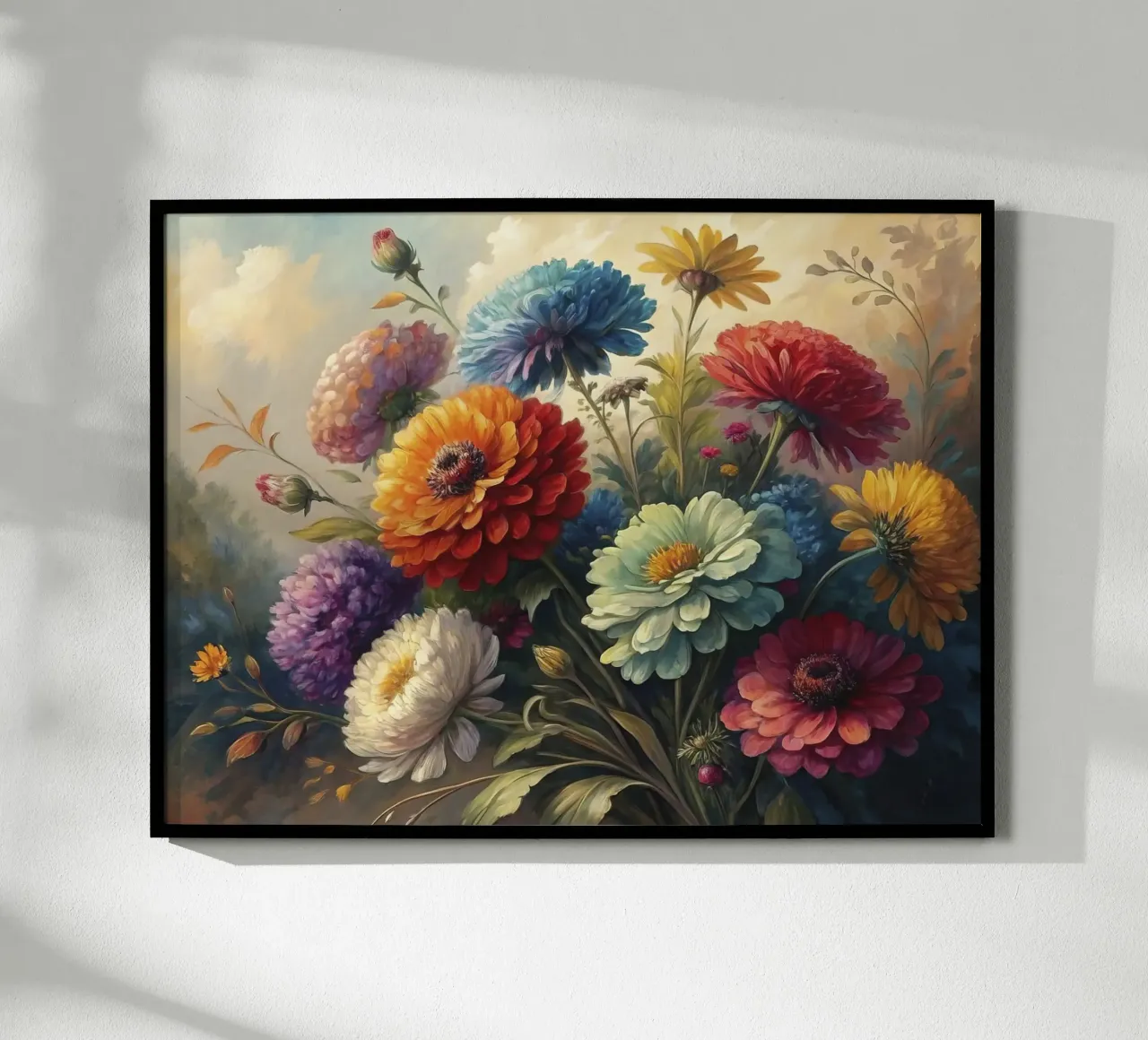 Composizione floreale colorata Pittura poster con telaio in plastica da 🎨 Point and Art
