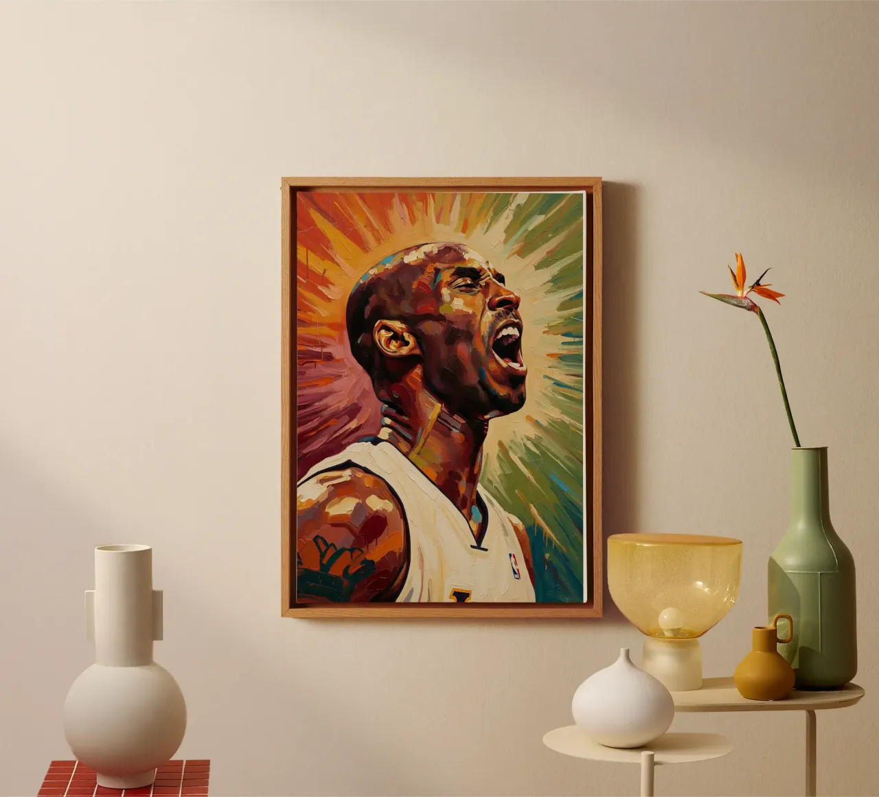 Kobe Bryant abstracte kunst canvas met Baklijst van Lembayung art