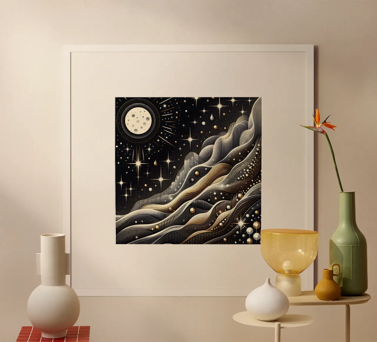 Luna ingioiellata Paesaggio Argento Oro poster da SilverPegasus