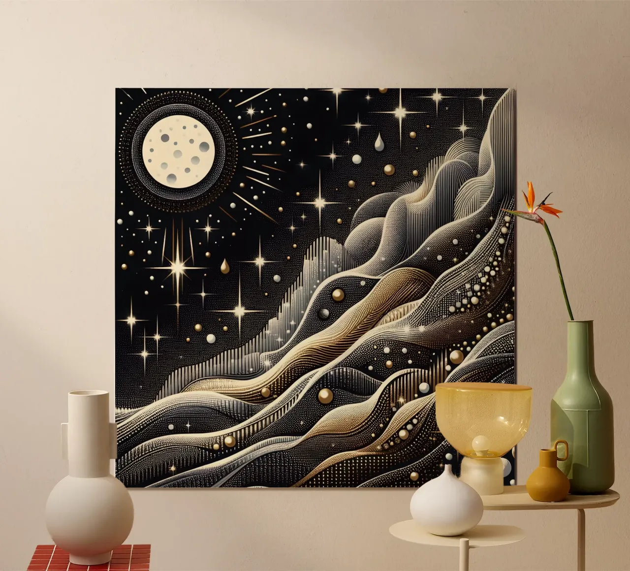 Luna ingioiellata Paesaggio Argento Oro poster da SilverPegasus