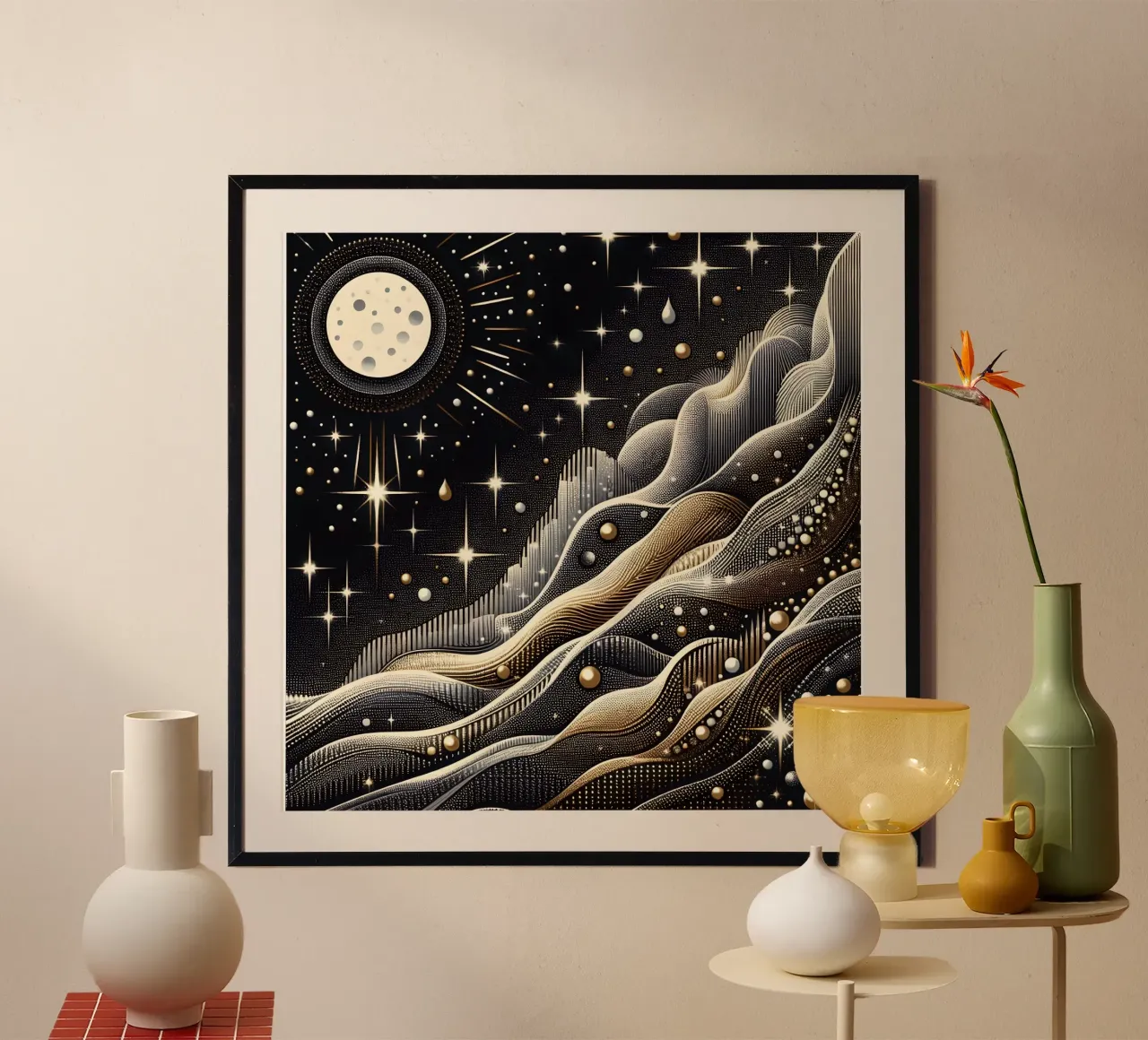 Luna ingioiellata Paesaggio Argento Oro poster da SilverPegasus