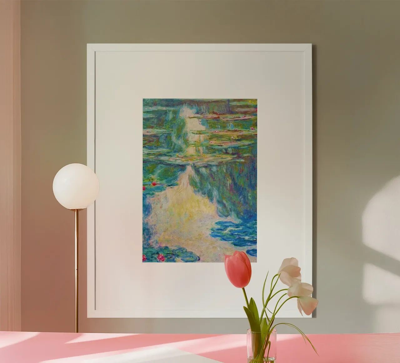 Ninfee di Claude Monet poster con telaio in legno da Monet Art Prints