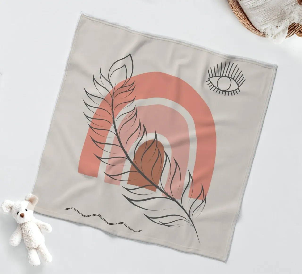 Piuma arcobaleno boho coperta in pile da Little Dean
