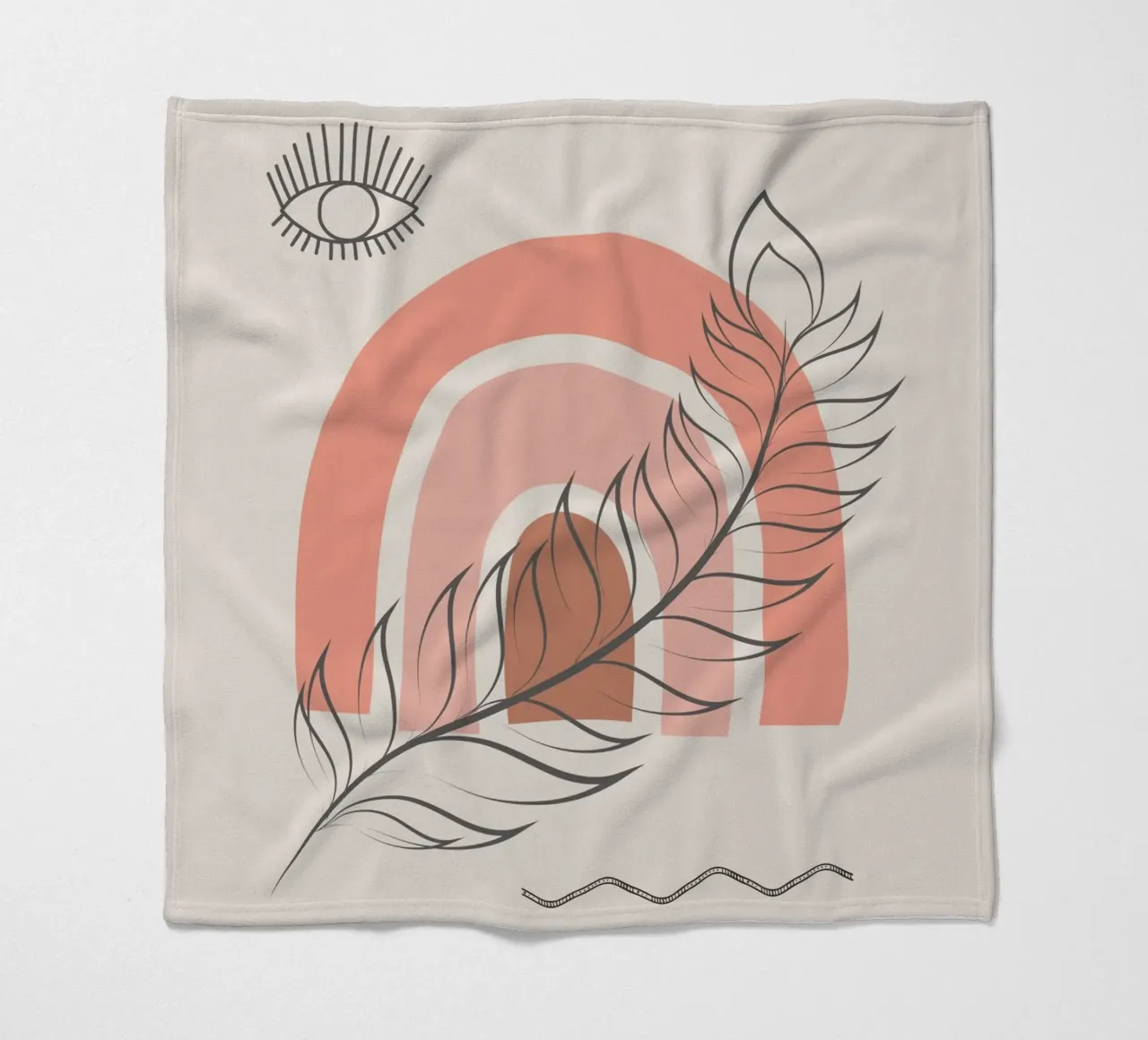 Piuma arcobaleno boho coperta in pile da Little Dean
