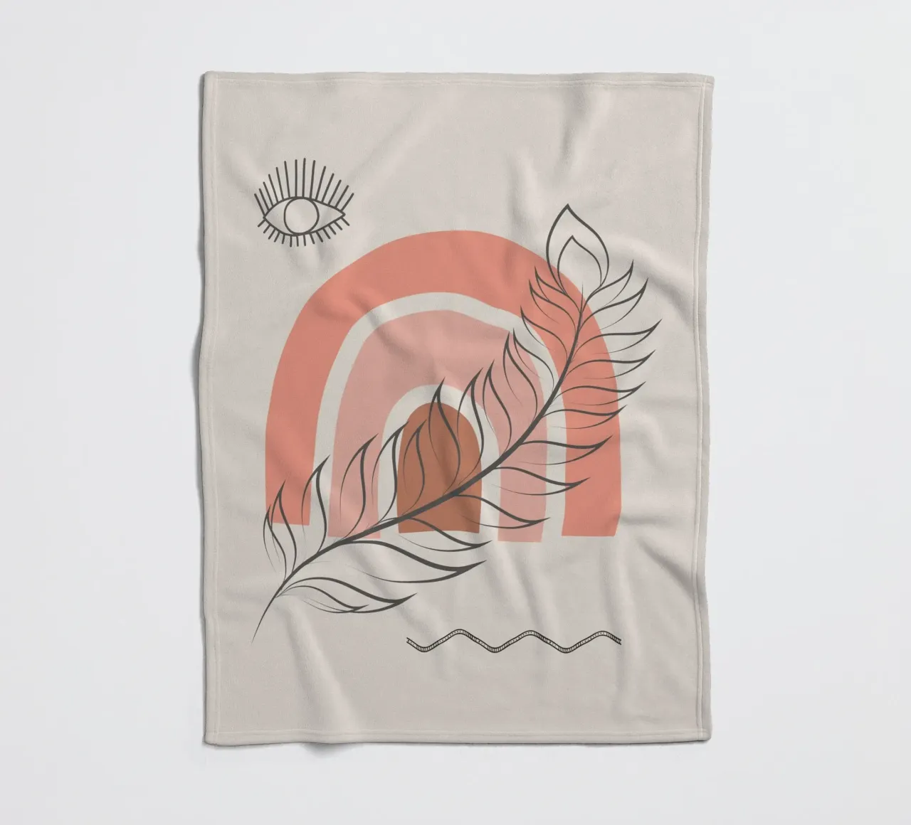Piuma arcobaleno boho coperta in pile da Little Dean