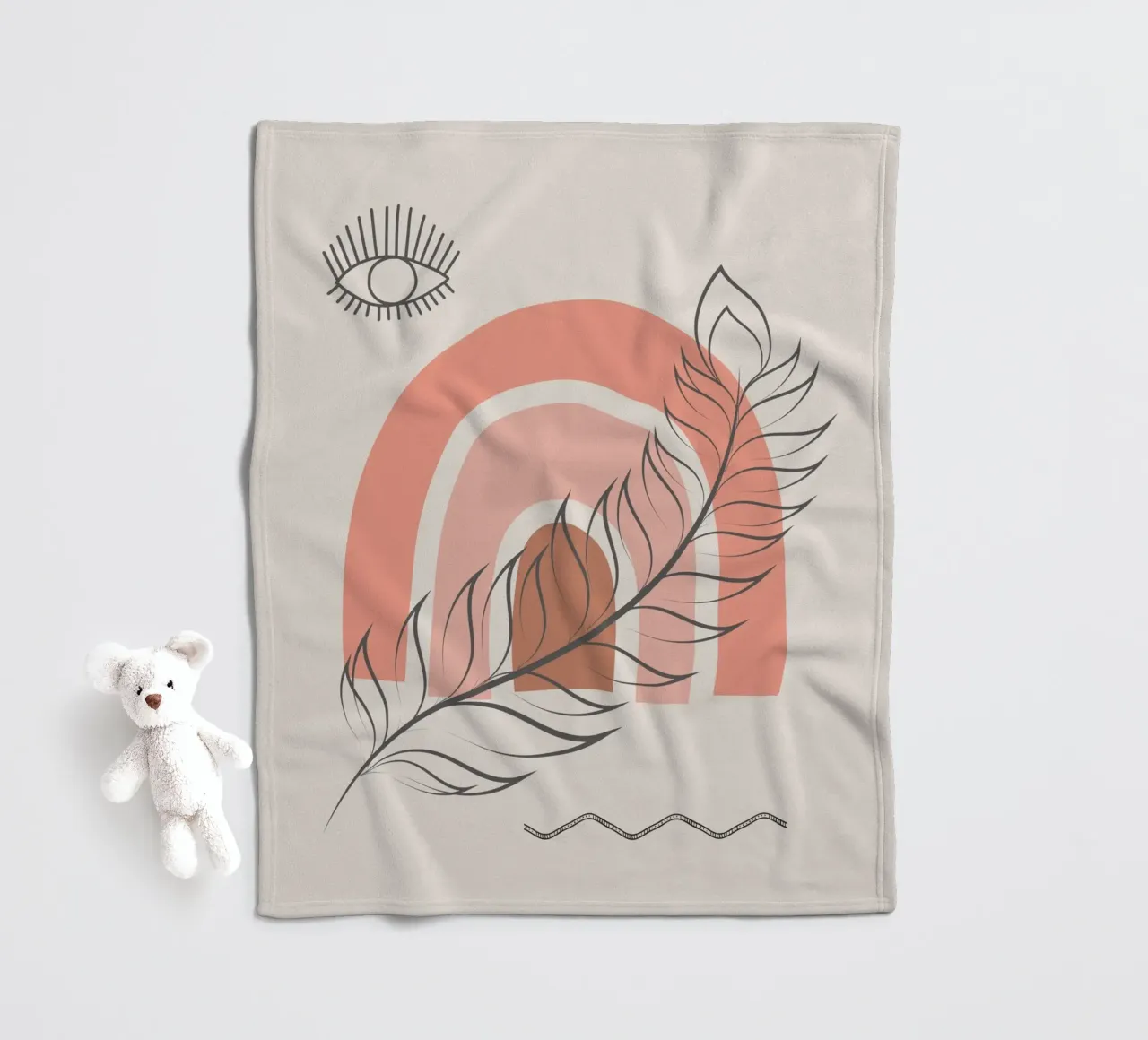 Piuma arcobaleno boho coperta in pile da Little Dean
