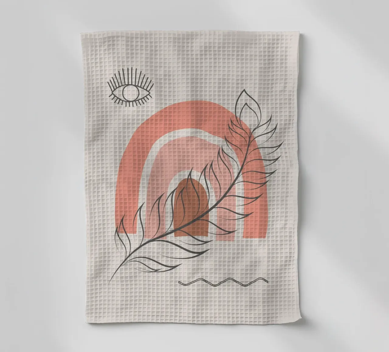 Piuma arcobaleno boho canovaccio da cucina da Little Dean
