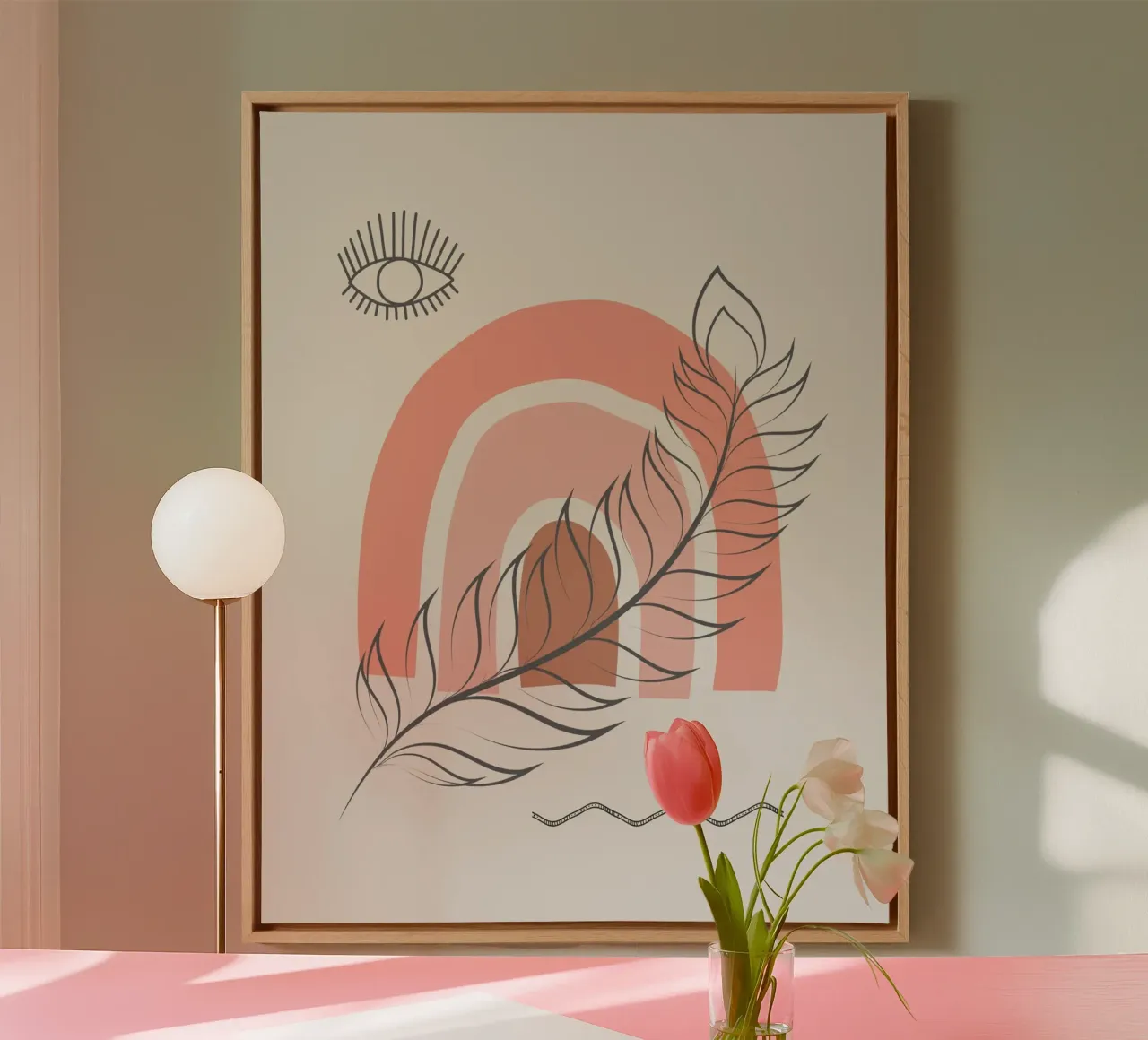 Piuma arcobaleno boho tela con Cornice a cassetta da Little Dean