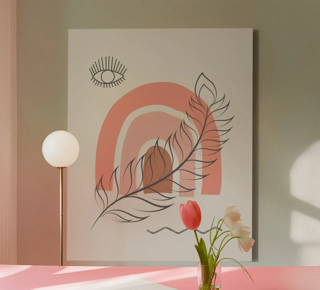 Piuma arcobaleno boho tela con Cornice a cassetta da Little Dean