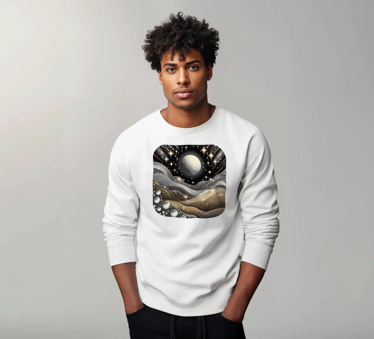 Luna abbagliante Paesaggio Argento Oro felpa da SilverPegasus