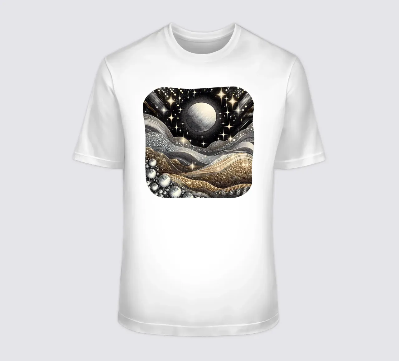 Luna abbagliante Paesaggio Argento Oro t-shirt da SilverPegasus