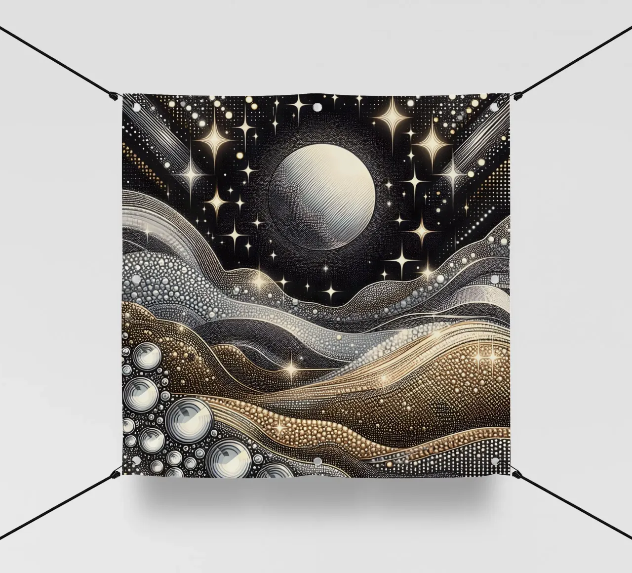 Luna abbagliante Paesaggio Argento Oro telo in pvc da SilverPegasus
