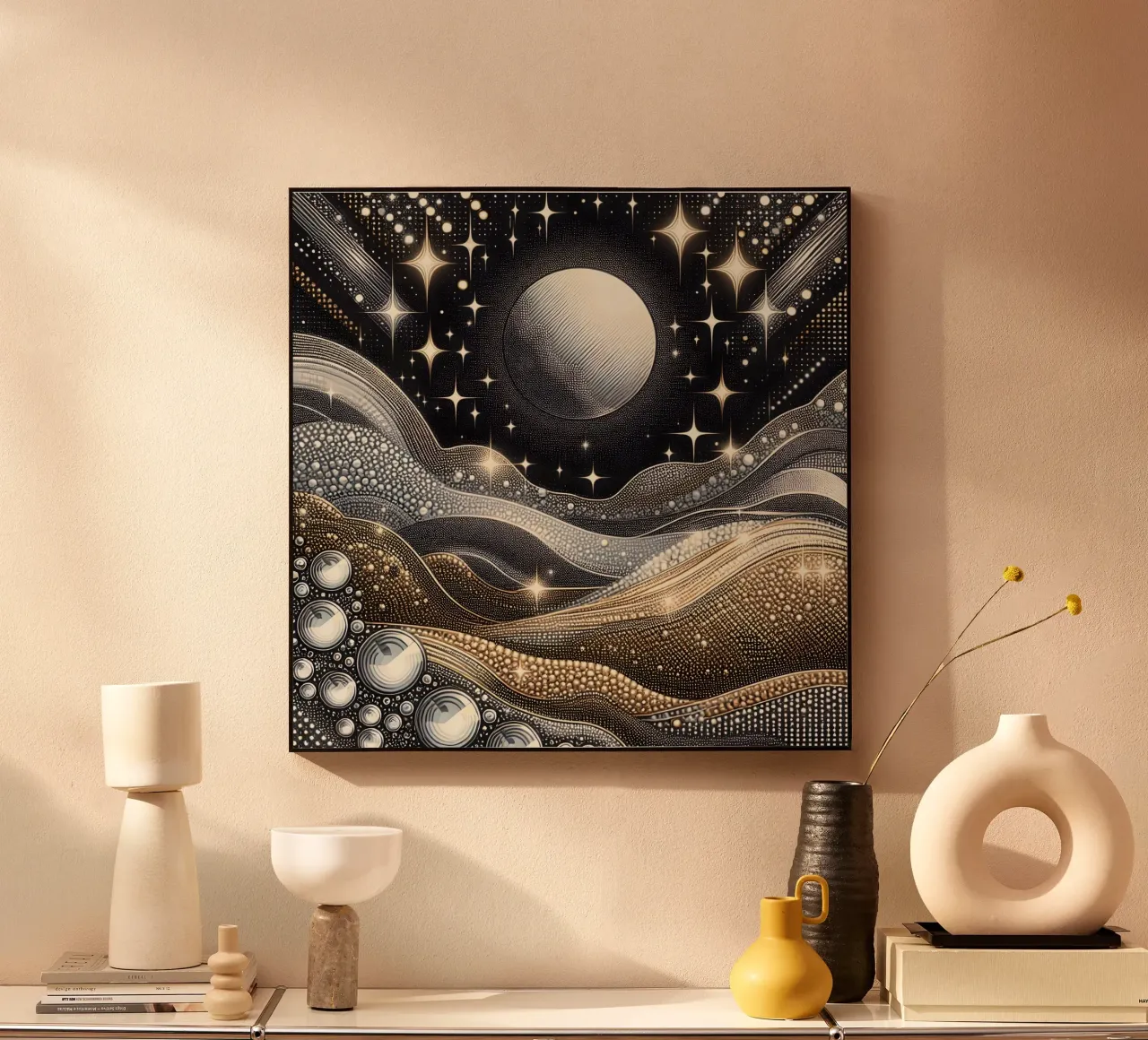Luna abbagliante Paesaggio Argento Oro plexiglass da SilverPegasus