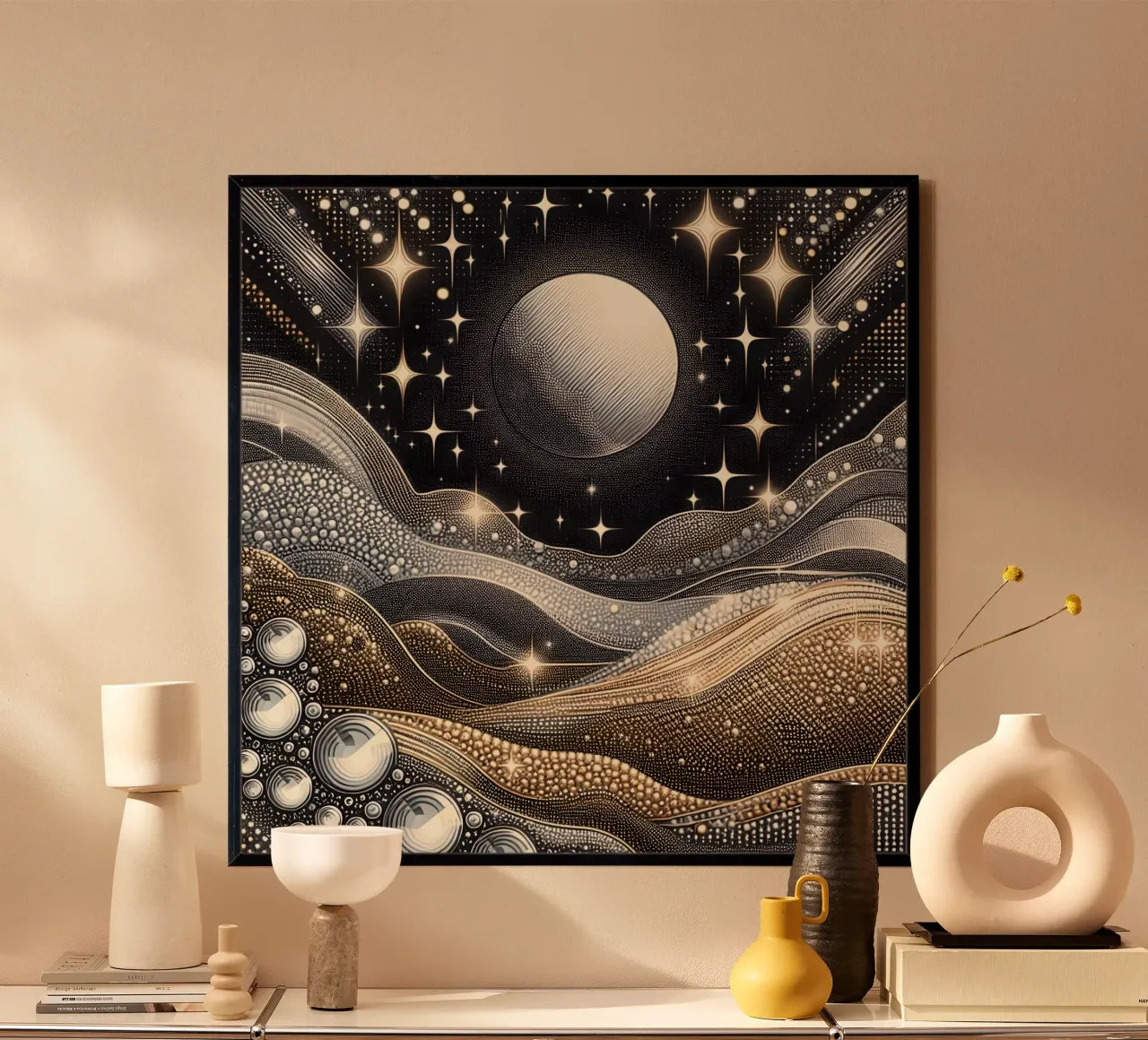 Luna abbagliante Paesaggio Argento Oro poster da SilverPegasus