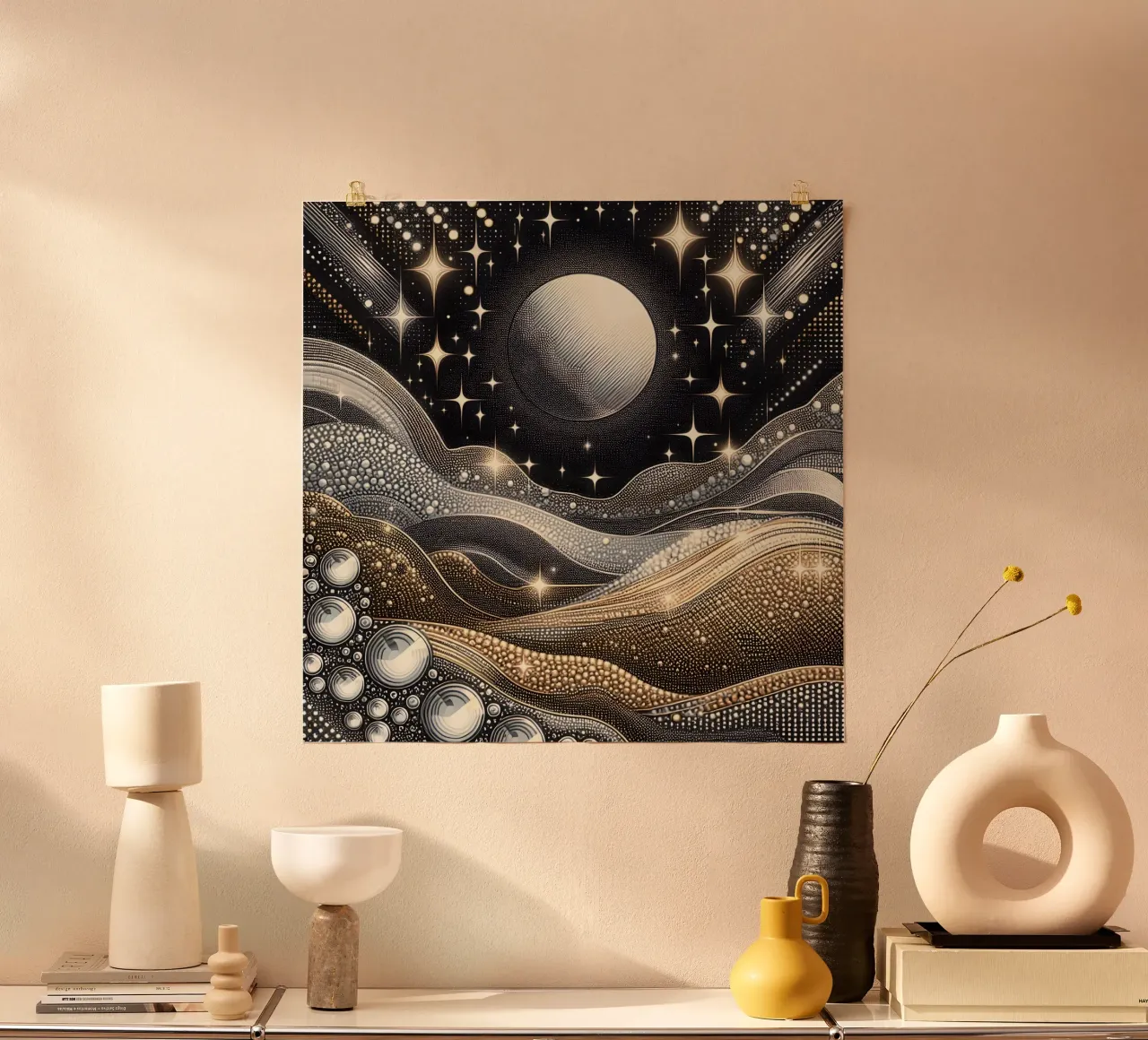 Luna abbagliante Paesaggio Argento Oro poster da SilverPegasus