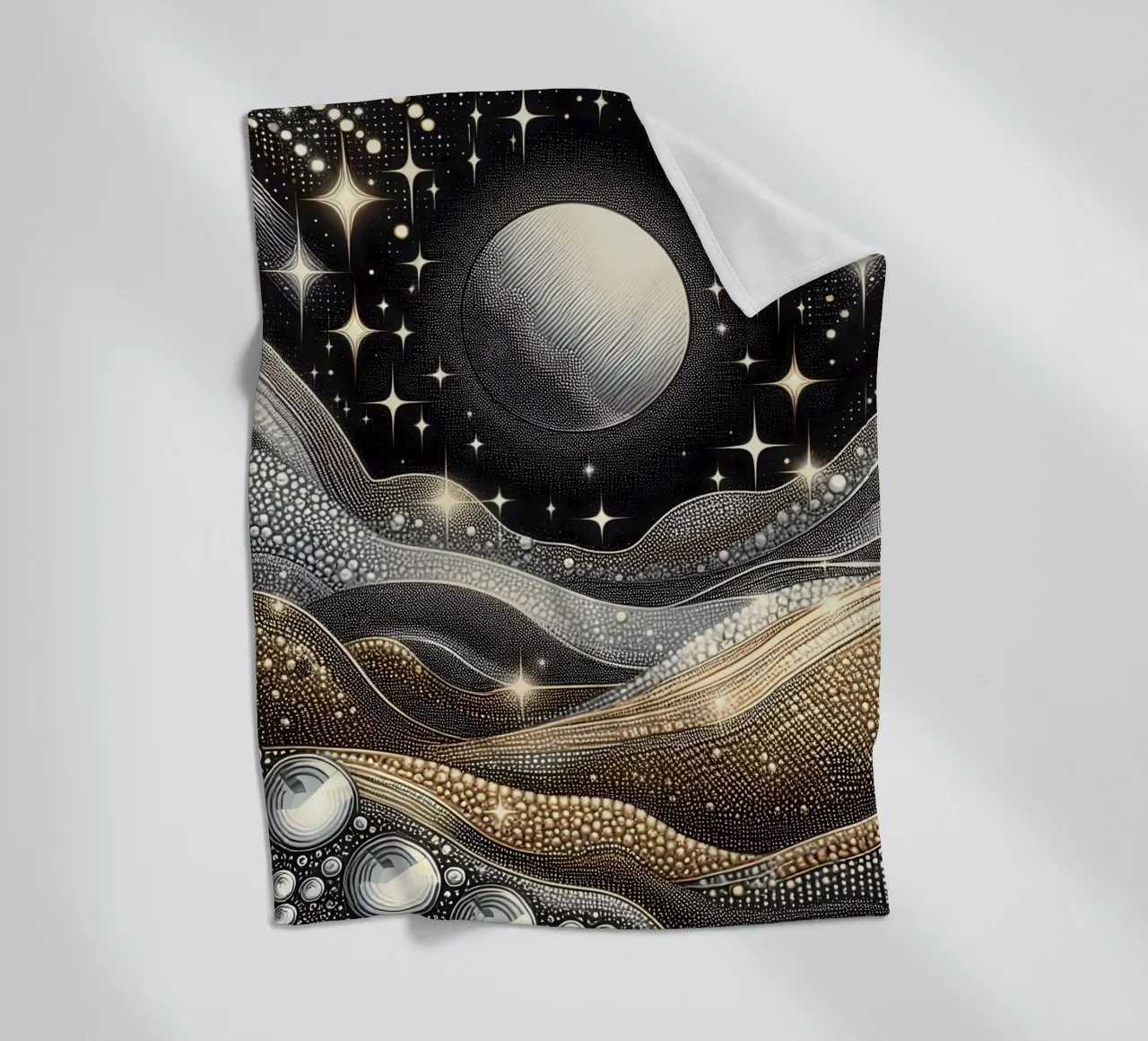 Luna abbagliante Paesaggio Argento Oro coperta in pile da SilverPegasus
