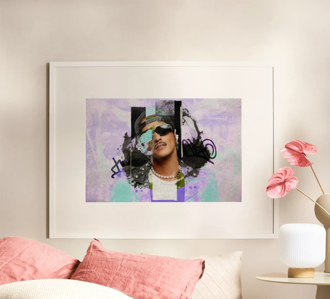 Bruno Mars Astratto poster con telaio in alluminio da Trinara