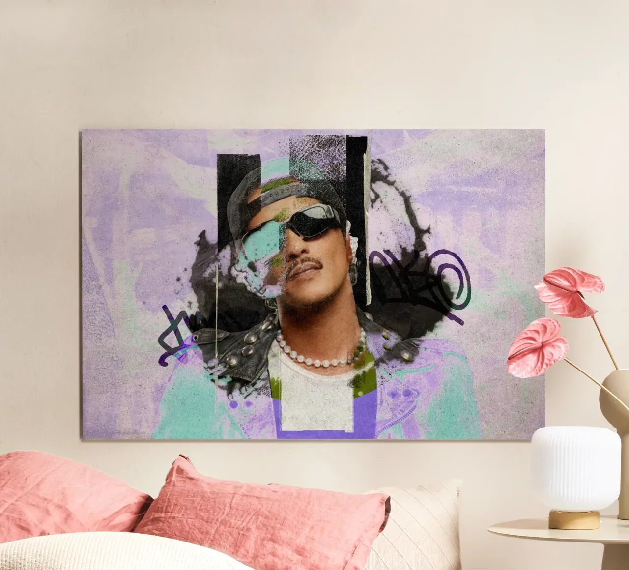 Bruno Mars Astratto poster con telaio in alluminio da Trinara