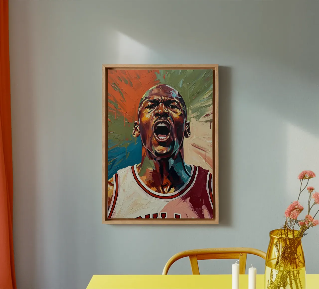 Michael Jordan abstracte kleurrijke kunst canvas met Baklijst van Lembayung art