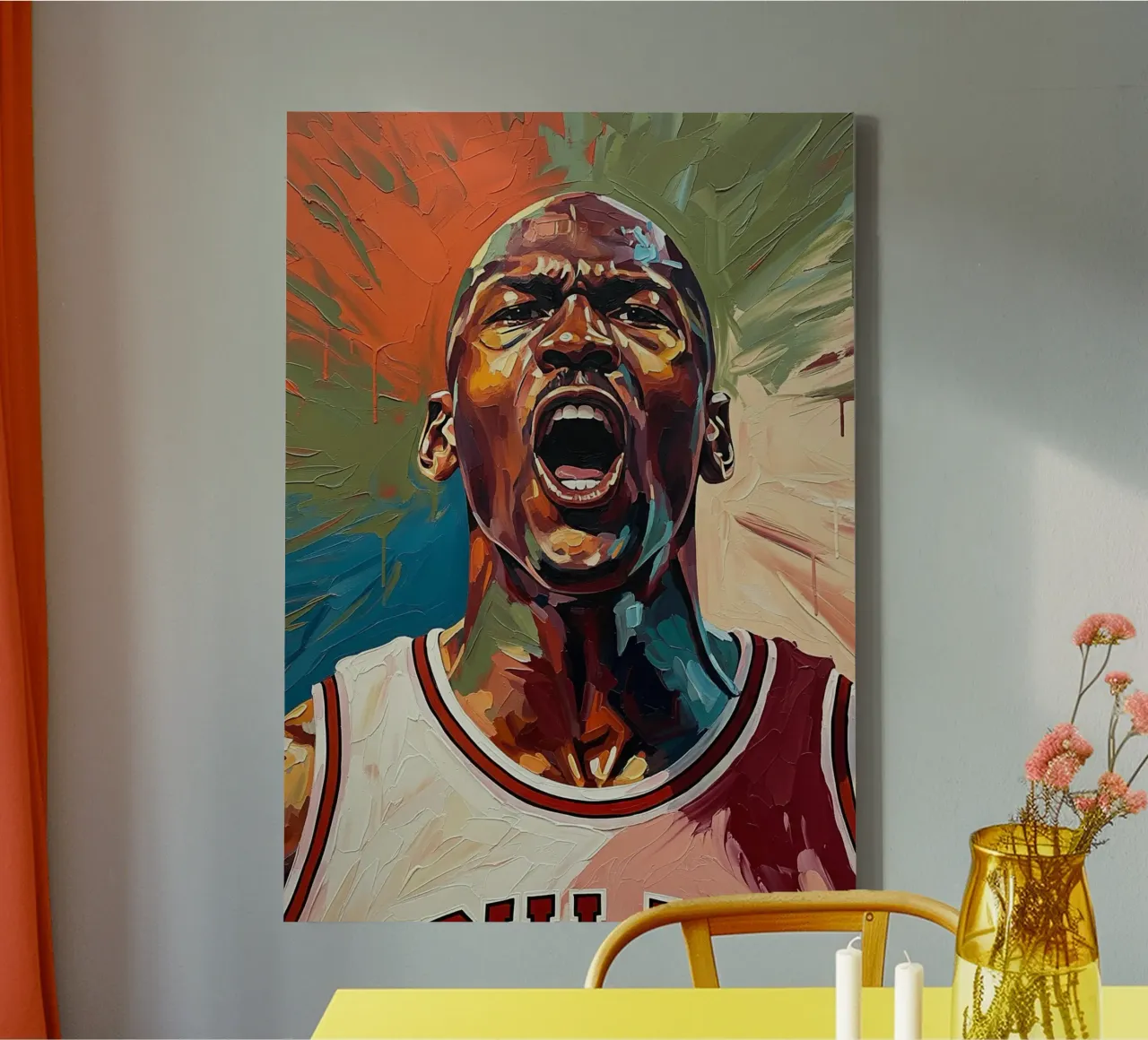 Michael Jordan abstracte kleurrijke kunst canvas met Baklijst van Lembayung art