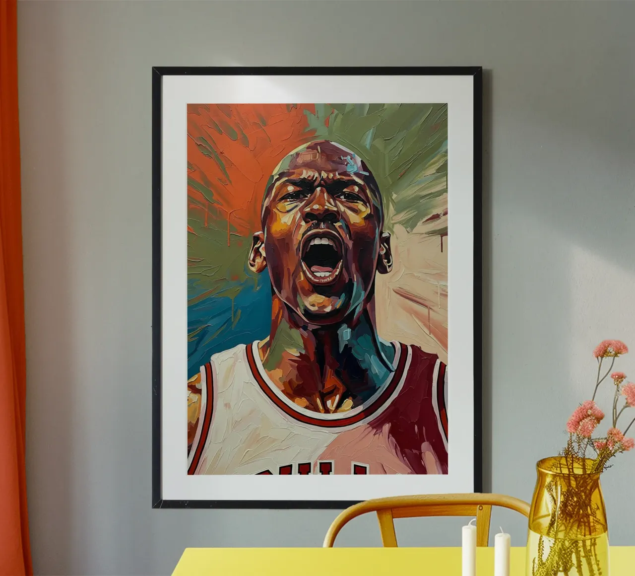 Michael Jordan abstracte kleurrijke kunst poster met aluminium frame van Lembayung art
