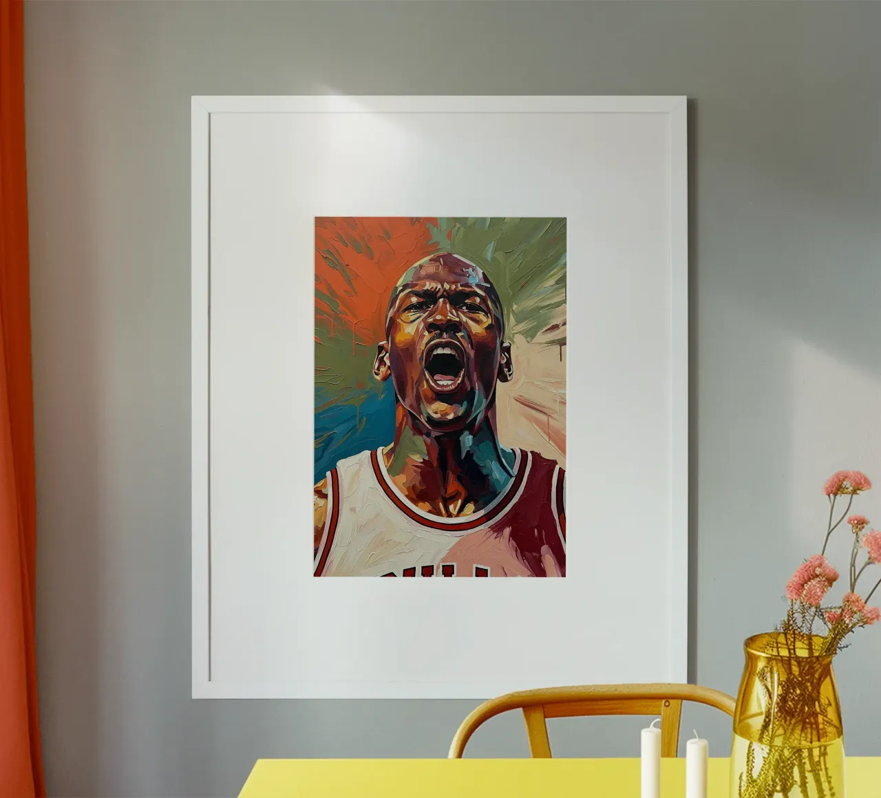 Michael Jordan abstracte kleurrijke kunst poster met aluminium frame van Lembayung art