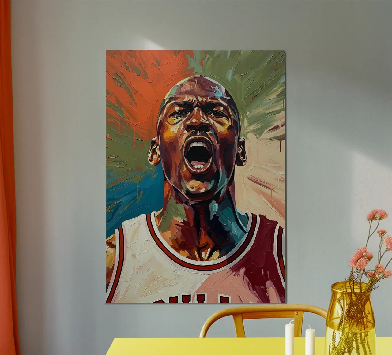Michael Jordan abstracte kleurrijke kunst poster met aluminium frame van Lembayung art