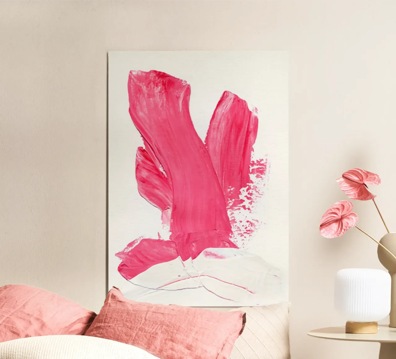 Pink 3 | Minimal Fuchsia Brushstroke Abstract Painting alluminio dibond da sabidussi