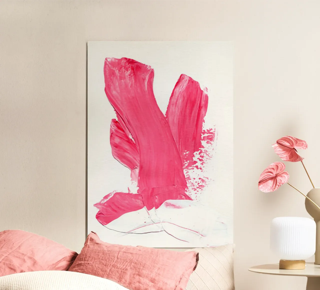 Pink 3 | Minimal Fuchsia Brushstroke Abstract Painting poster met aluminium frame van sabidussi