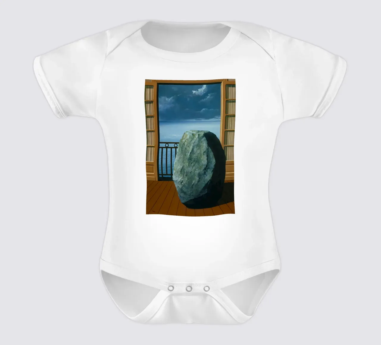 Le monde invisible (The Invisible World) by René Magritte short-sleeve baby romper by Classic Art Prints