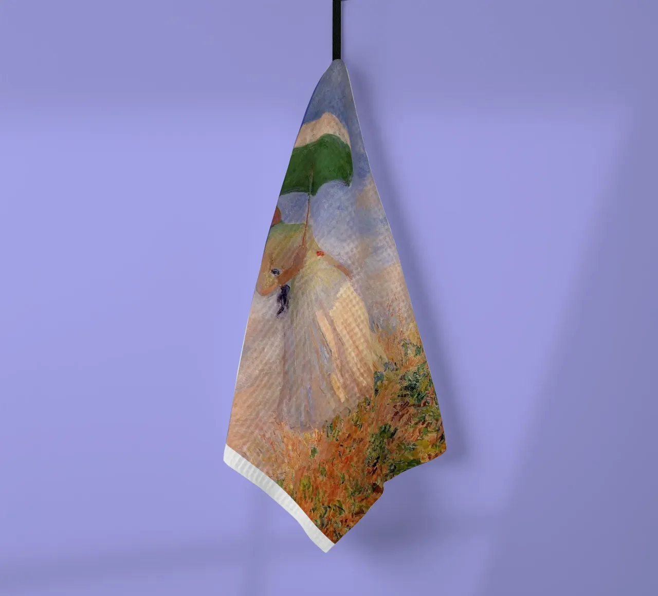 une femme marchant dans un champ de fleurs et portant un parapluie torchon de SMG Store