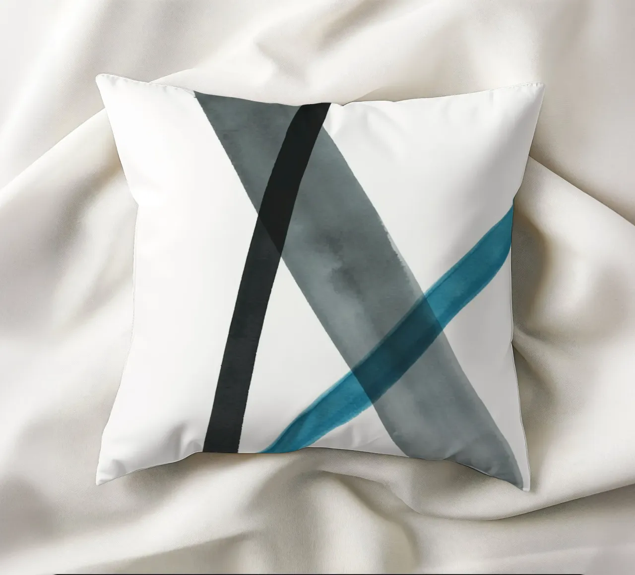 Linee acquerellate in toni freddi 1 cuscino da NouveauPrints