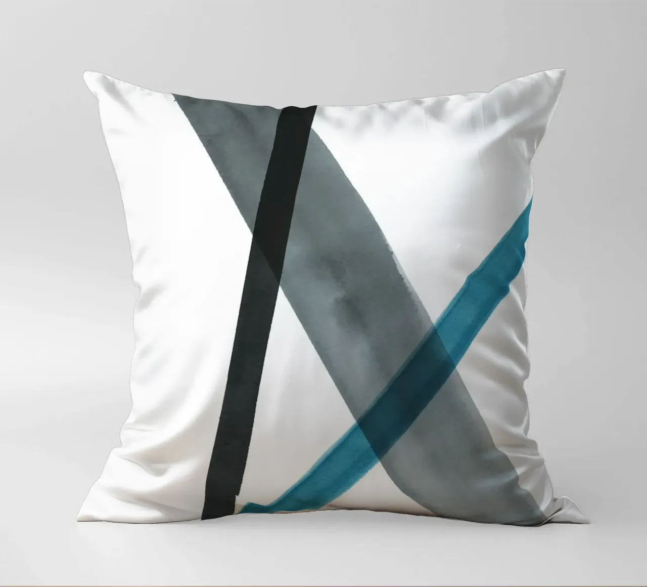 Linee acquerellate in toni freddi 1 cuscino da NouveauPrints