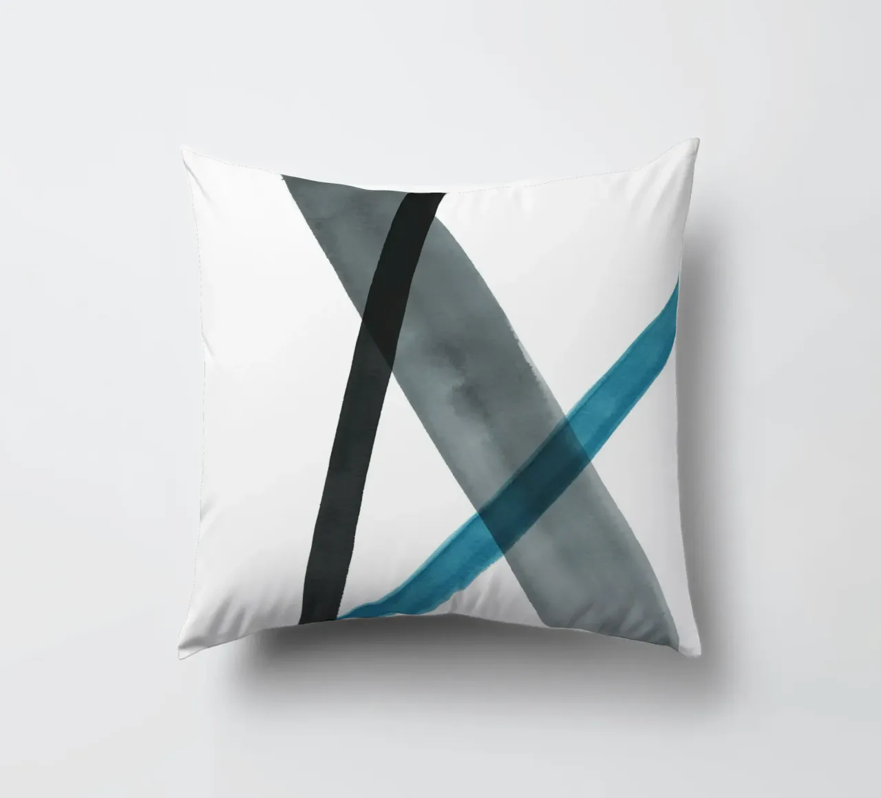 Linee acquerellate in toni freddi 1 cuscino da NouveauPrints