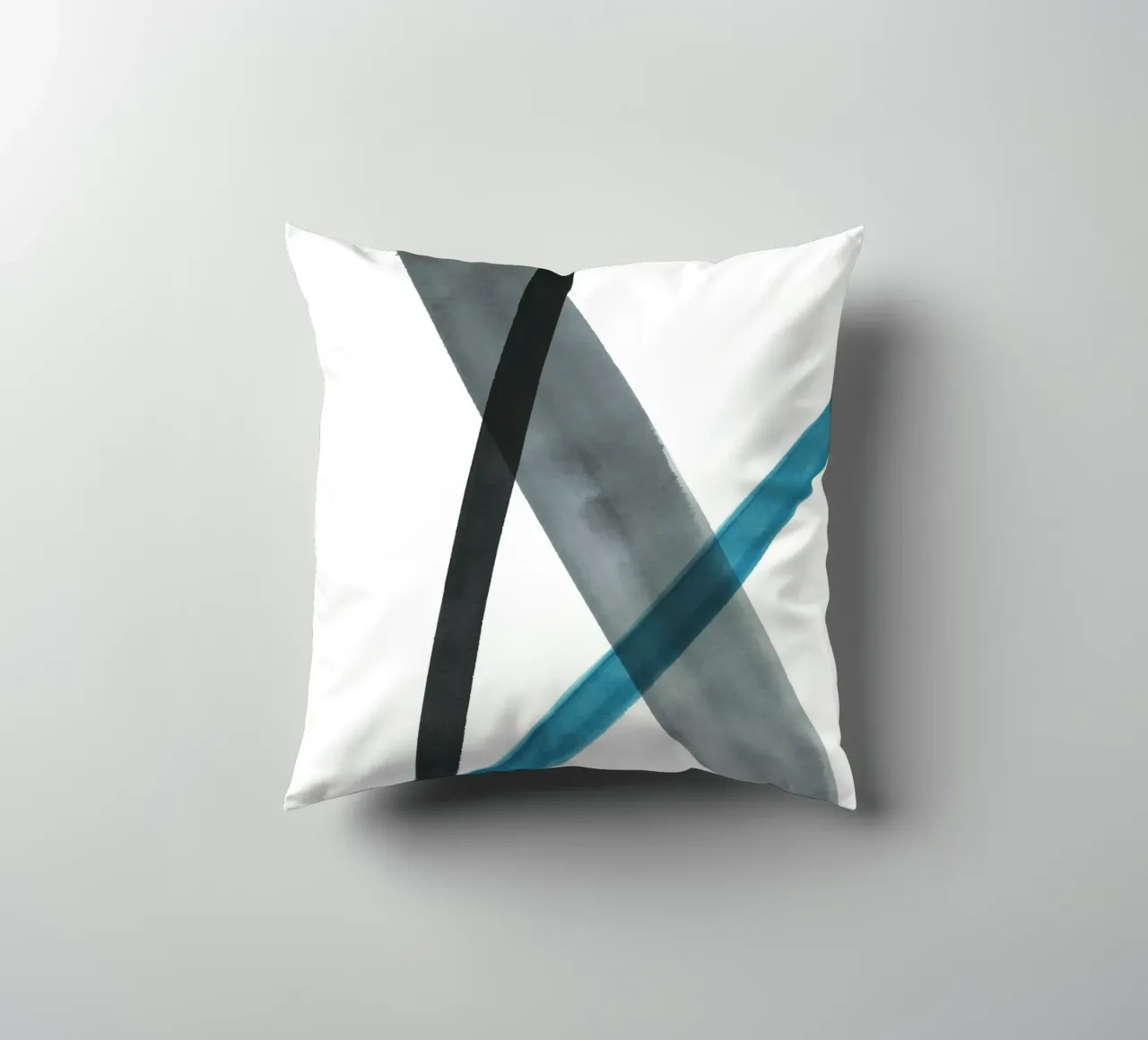 Linee acquerellate in toni freddi 1 cuscino da NouveauPrints