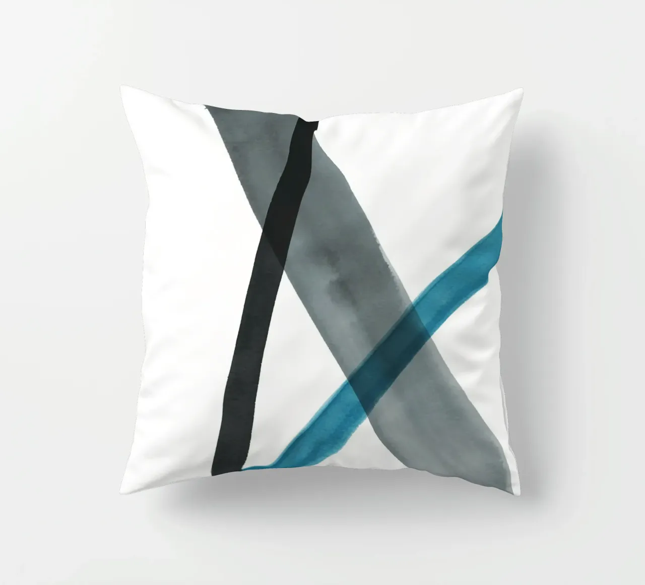 Linee acquerellate in toni freddi 1 cuscino da NouveauPrints
