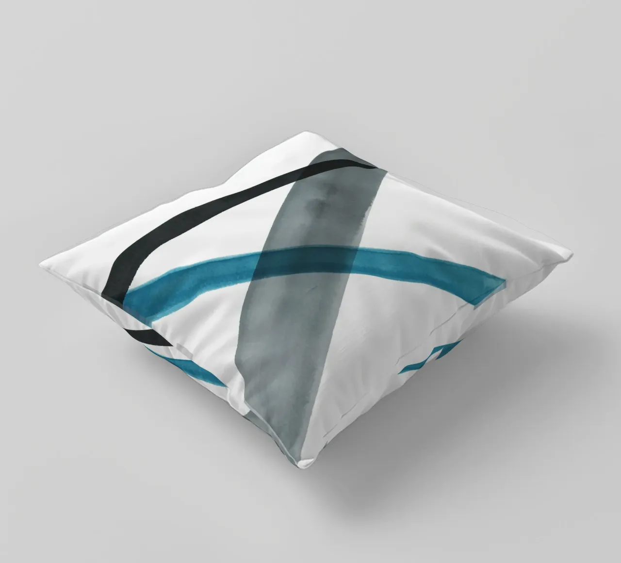 Linee acquerellate in toni freddi 1 cuscino da NouveauPrints