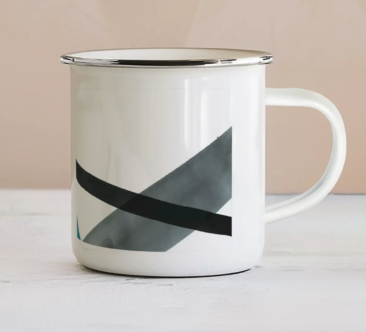Linee acquerellate in toni freddi 1 tazza in smalto da NouveauPrints
