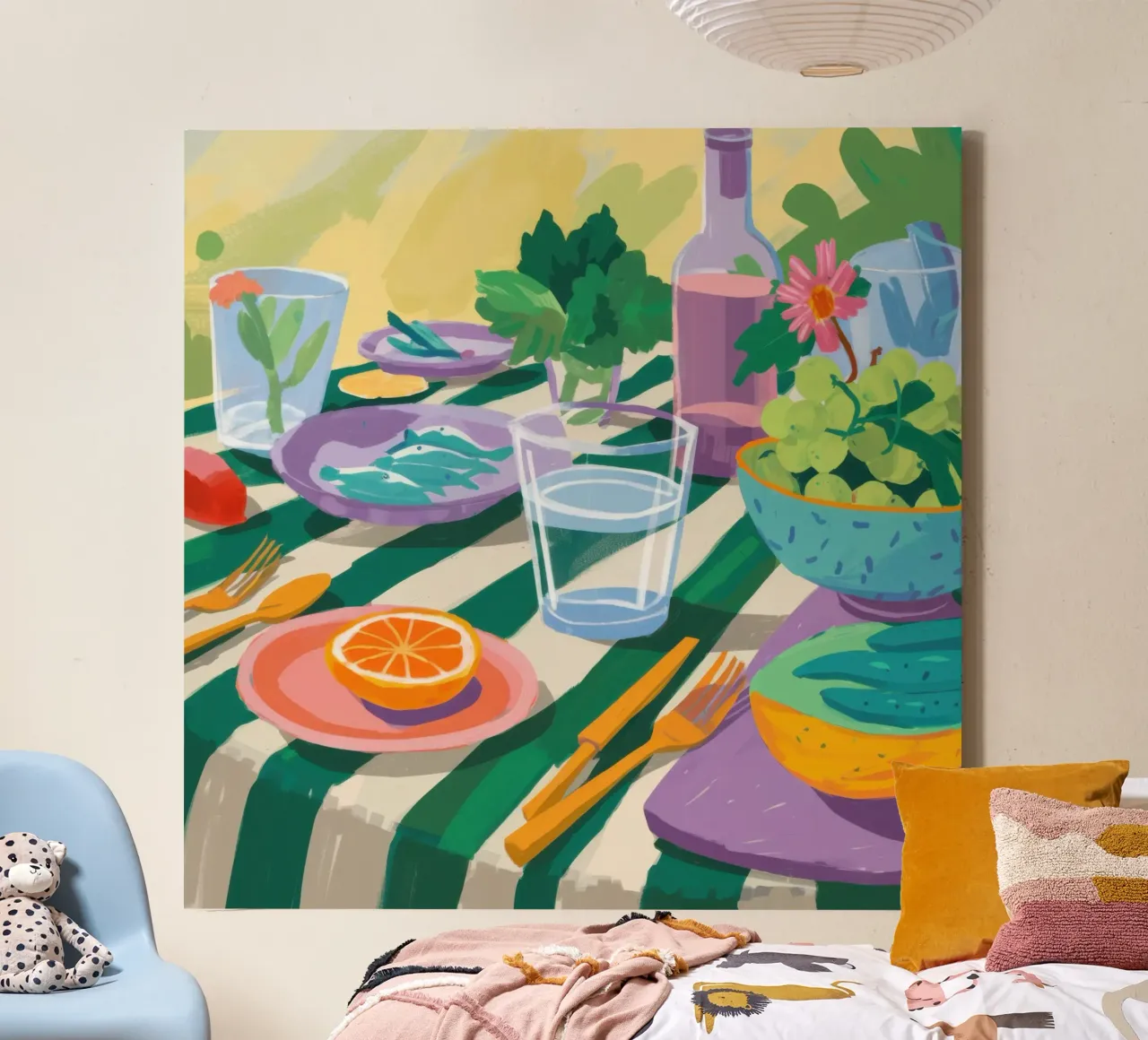 Gingham Picnic View tela con Cornice a cassetta da Bruce Juice