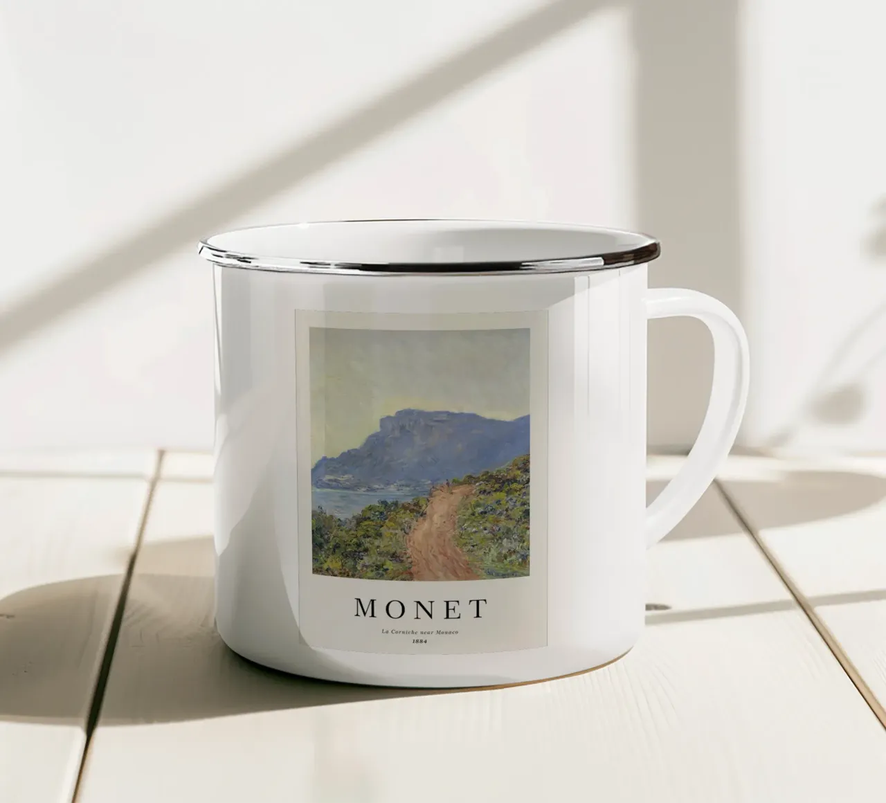 un sentiero scavato nel bordo di una scogliera tazza in smalto da SMG Store