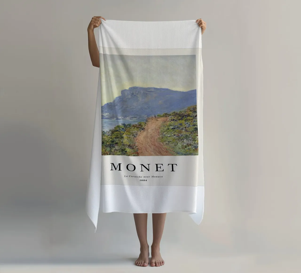 a path carved into the edge af a cliff beach towel by SMG Store