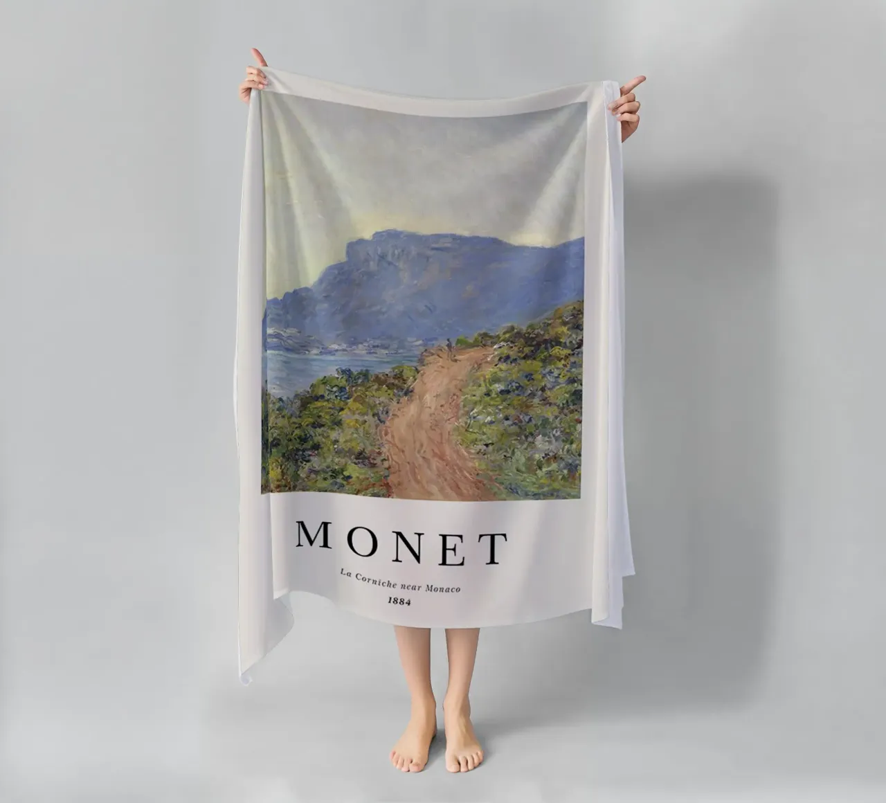 a path carved into the edge af a cliff beach towel by SMG Store