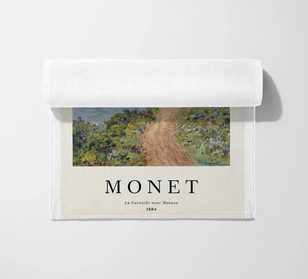 a path carved into the edge af a cliff beach towel by SMG Store