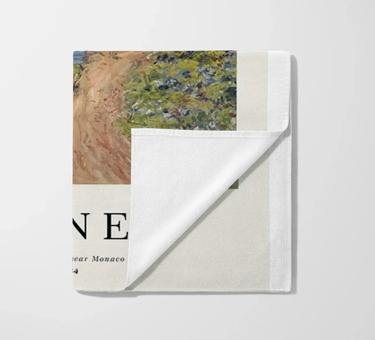 a path carved into the edge af a cliff beach towel by SMG Store