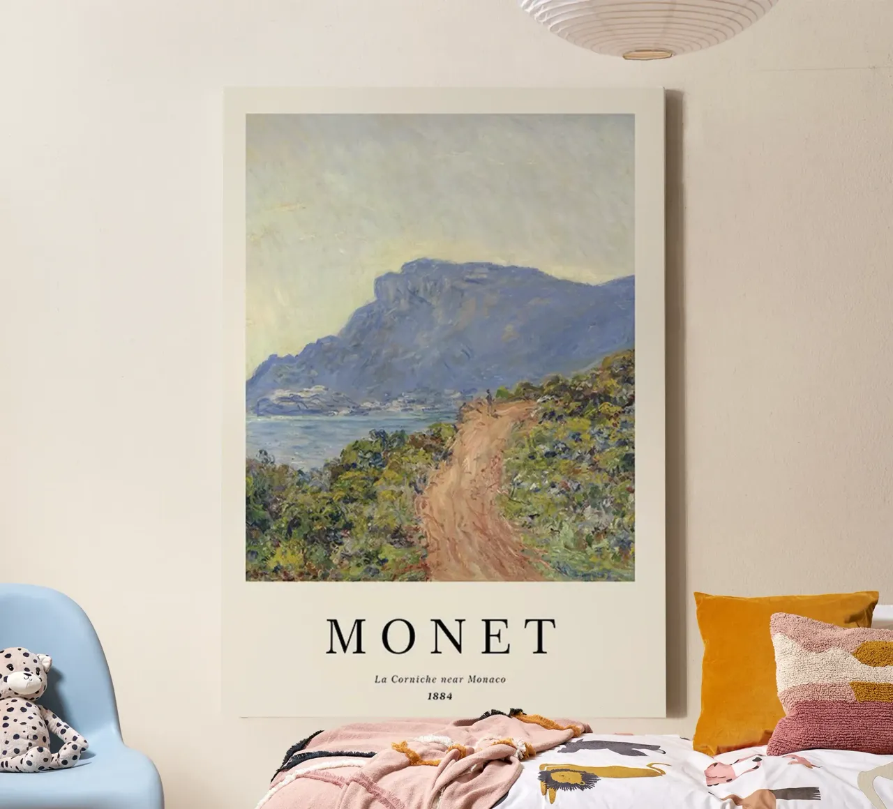a path carved into the edge af a cliff canvas with Floater frame by SMG Store