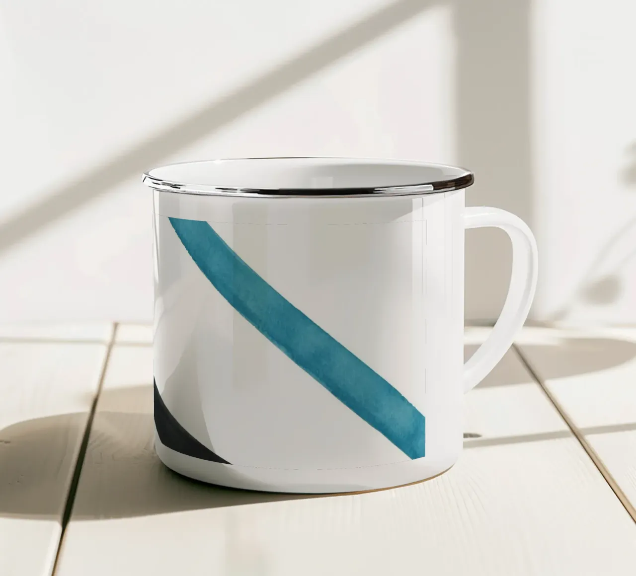 Linee acquerellate in toni freddi 2 tazza in smalto da NouveauPrints