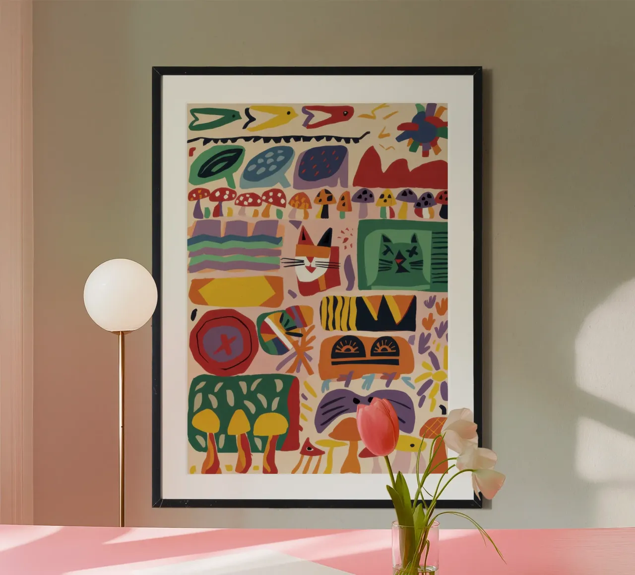 Speelse stad abstract poster van Bruce Juice