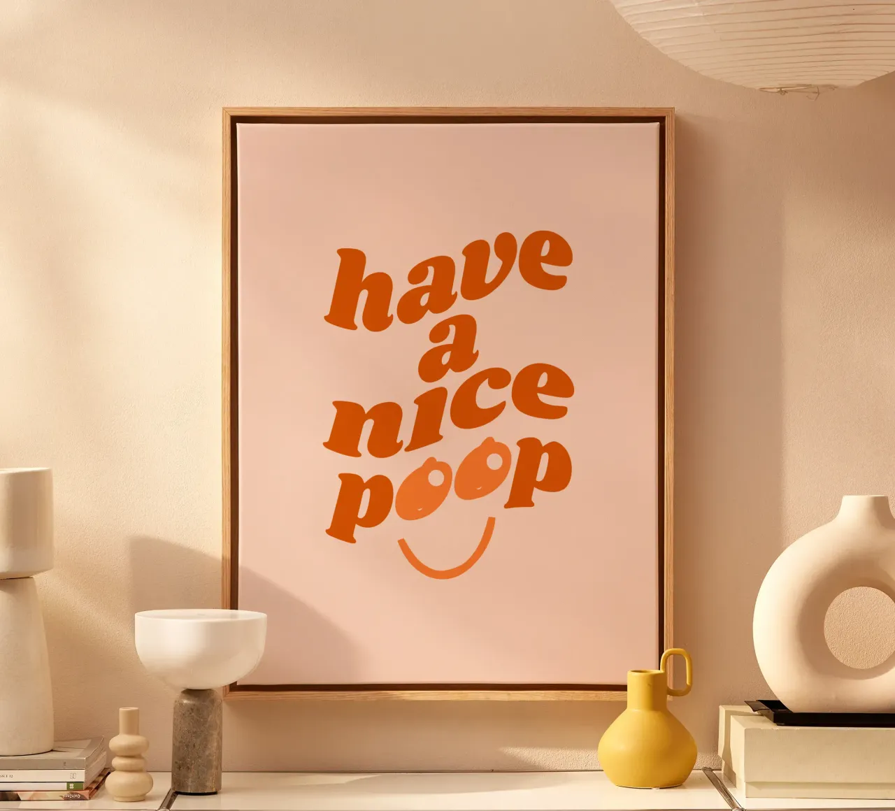 Have a nice poop playful design canvas with Floater frame by dericktype