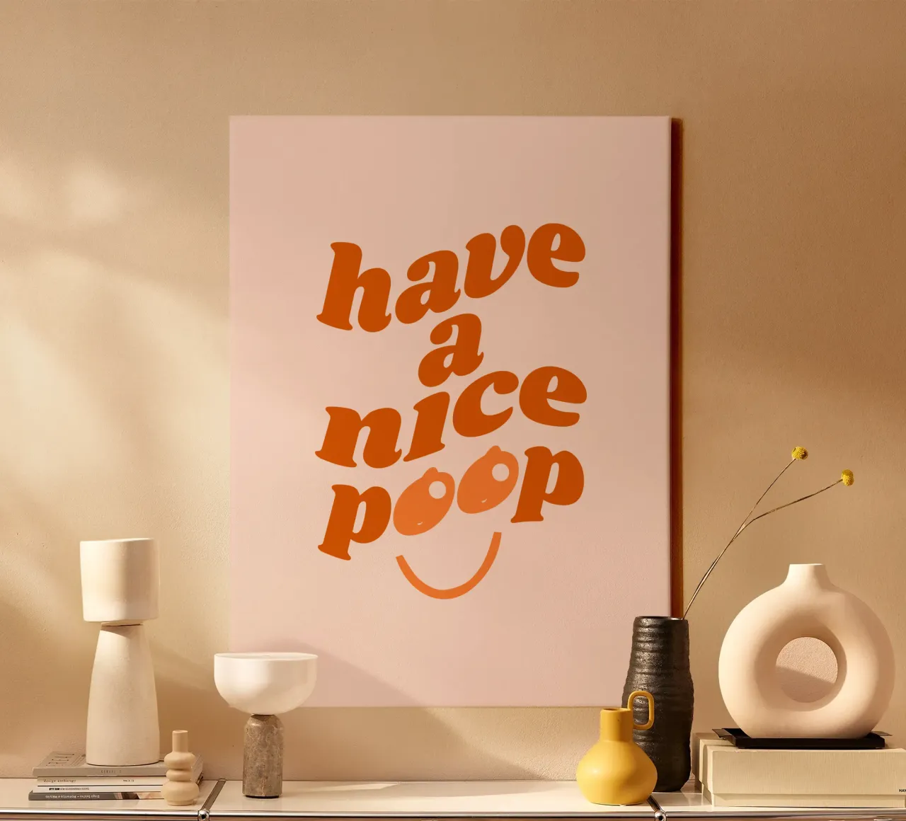 Have a nice poop playful design canvas with Floater frame by dericktype